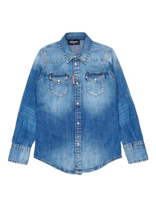 Camicia unisex bambino Dsquared2 denim blu Dsquared Kids | DQ2887D0AFPDQ01